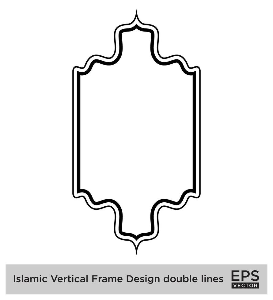 Islamic Vertical Frame Design double lines Black Stroke silhouettes Design pictogram symbol visual illustration vector