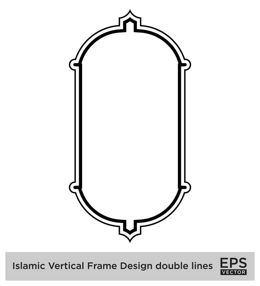 Islamic Vertical Frame Design double lines Black Stroke silhouettes Design pictogram symbol visual illustration vector