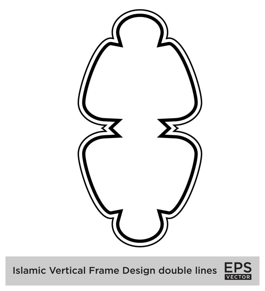 Islamic Vertical Frame Design double lines Black Stroke silhouettes Design pictogram symbol visual illustration vector