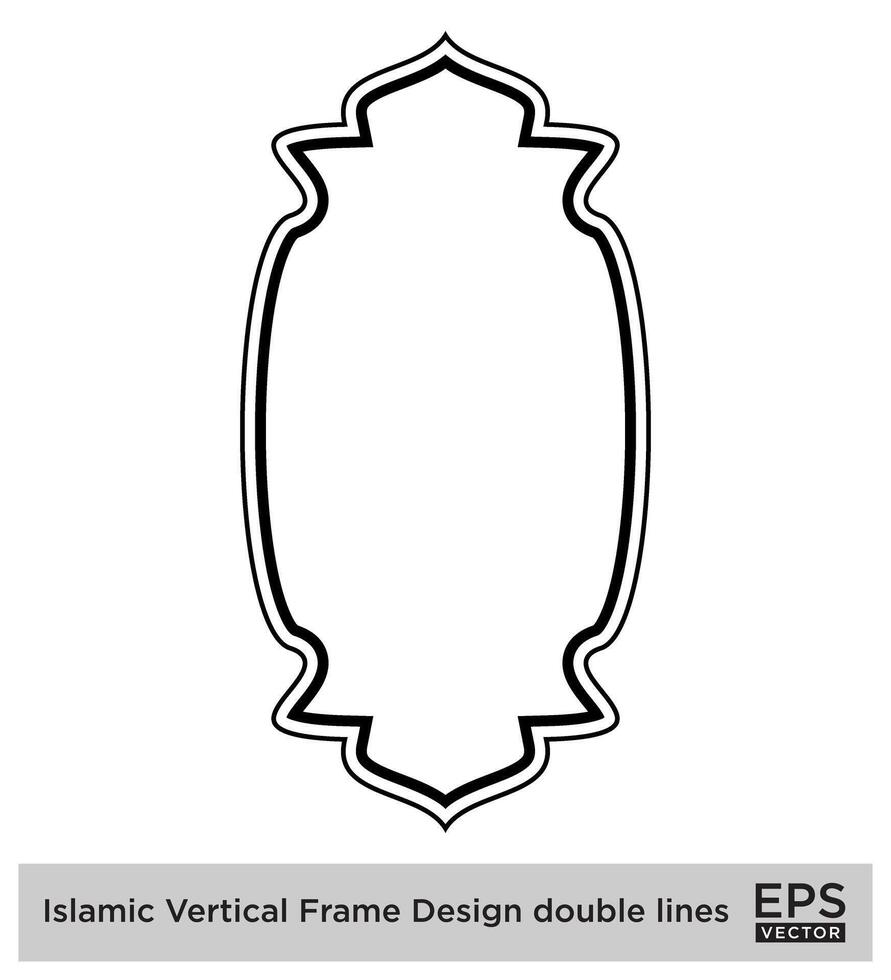Islamic Vertical Frame Design double lines Black Stroke silhouettes Design pictogram symbol visual illustration vector