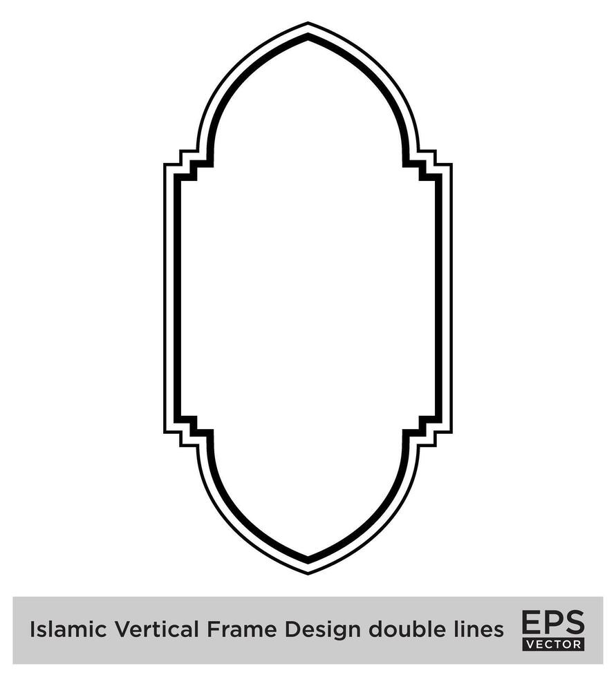 islámico vertical marco diseño doble líneas negro carrera siluetas diseño pictograma símbolo visual ilustración vector