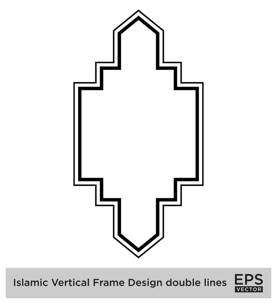 Islamic Vertical Frame Design double lines Black Stroke silhouettes Design pictogram symbol visual illustration vector