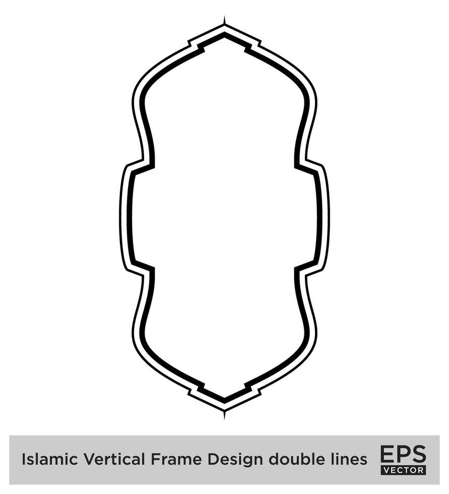 Islamic Vertical Frame Design double lines Black Stroke silhouettes Design pictogram symbol visual illustration vector