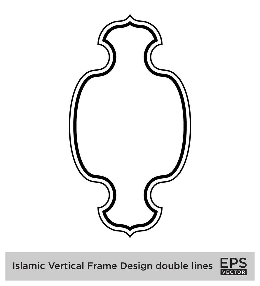 Islamic Vertical Frame Design double lines Black Stroke silhouettes Design pictogram symbol visual illustration vector