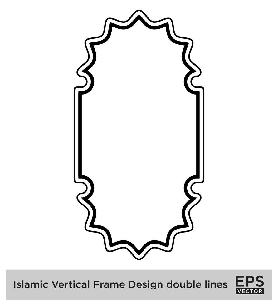 Islamic Vertical Frame Design double lines Black Stroke silhouettes Design pictogram symbol visual illustration vector