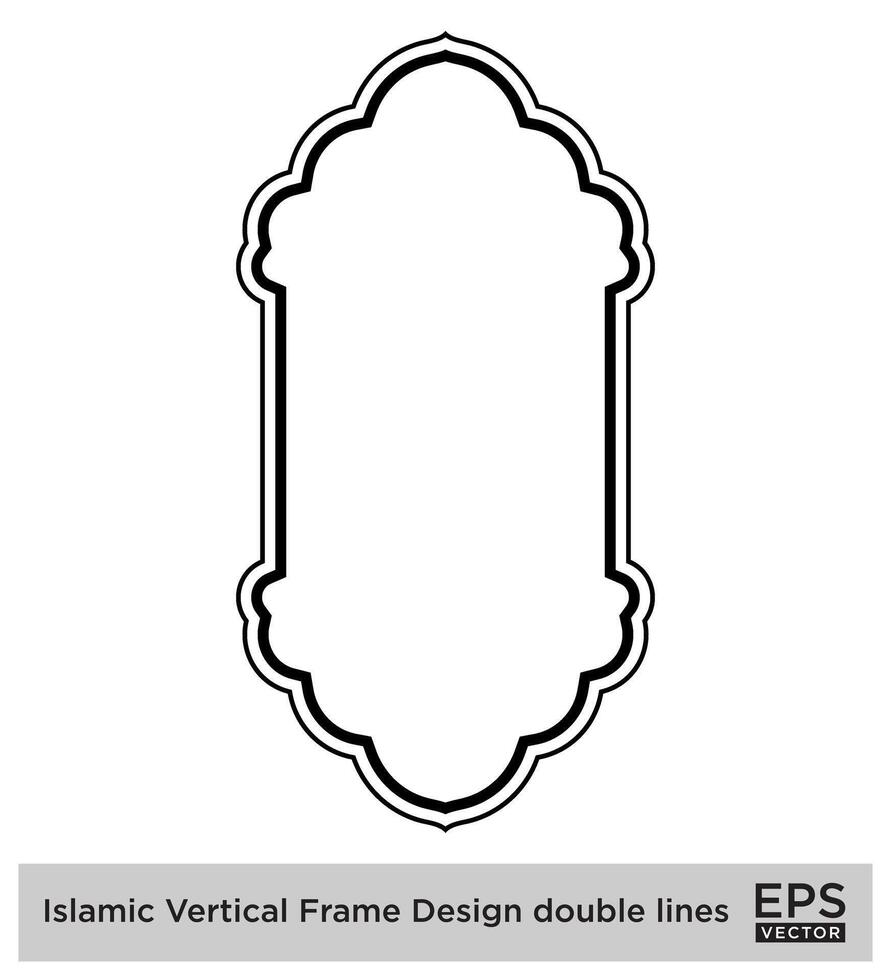 Islamic Vertical Frame Design double lines Black Stroke silhouettes Design pictogram symbol visual illustration vector