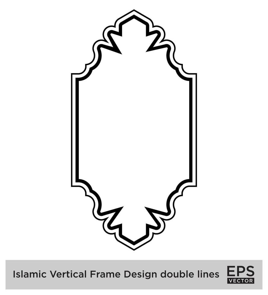 Islamic Vertical Frame Design double lines Black Stroke silhouettes Design pictogram symbol visual illustration vector