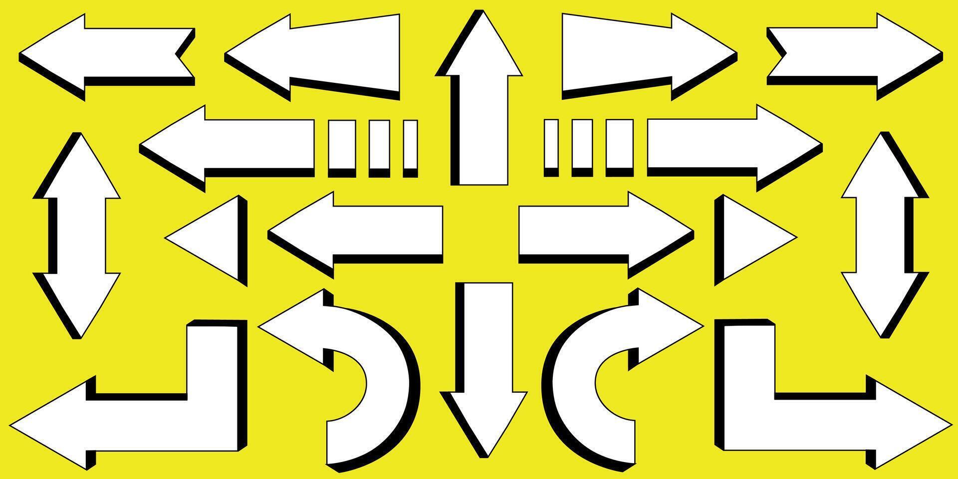 Vector set of various 3d arrow shapes for financial, investment, and marketing designs.