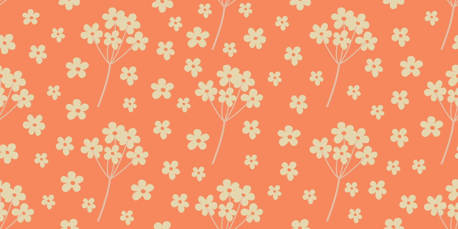 Cute rustic seamless vector background with simple flowers. The pattern can be used for fabric, prints, wallpapers, textiles.