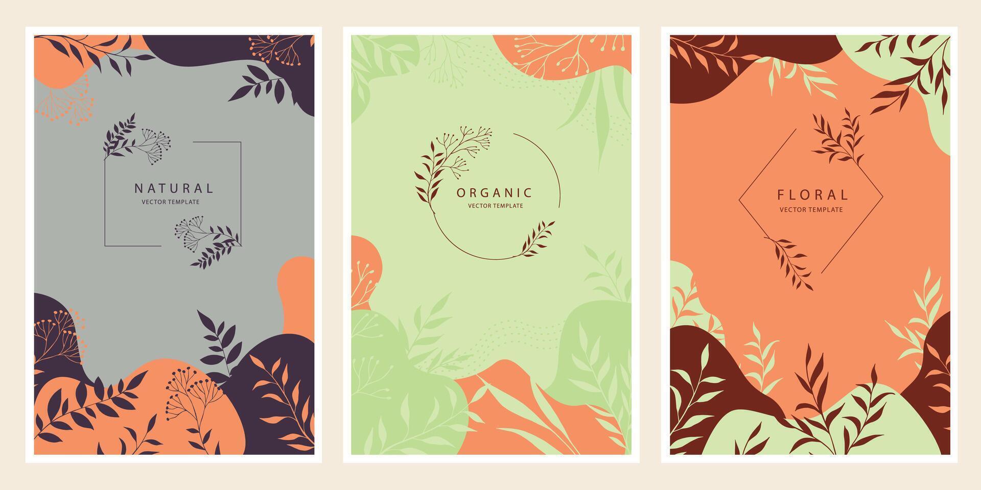 Trendy abstract templates with floral elements. Suitable for social media posts, mobile apps, banner design and online advertising. Natural vector design