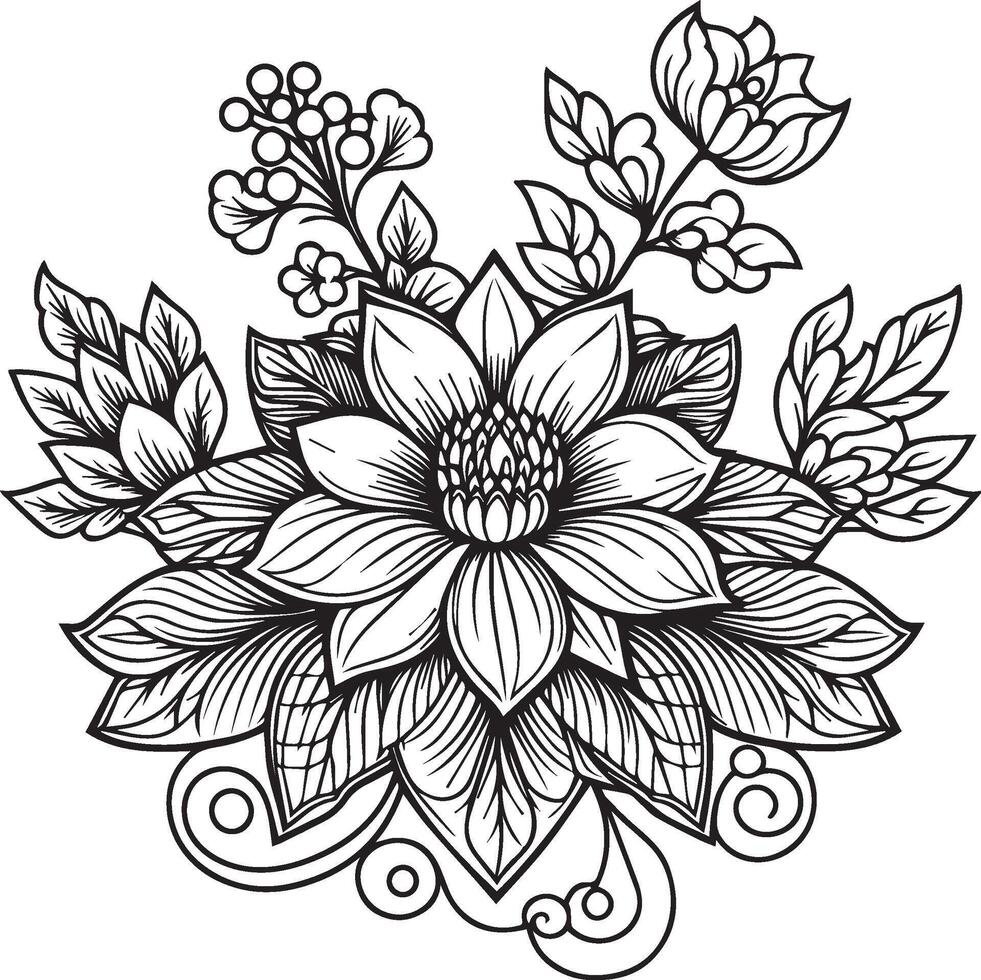 Floral ornament, spring flowers with beautiful jasmine flower decoration, crayon drawing home decor vector