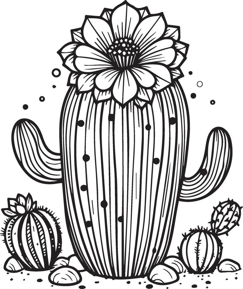 Cactus coloring page printable succulent coloring page, desert cactus coloring page,  outline cactus coloring page, realistic cactus coloring page, pencil cactus drawing vector