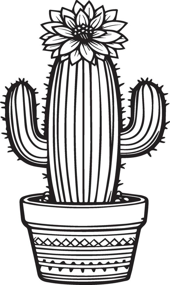 realista cactus flor colorante página, lápiz cactus dibujo, lápiz bosquejo cactus dibujo, cactus dibujo negro y blanco, sencillo cactus dibujo negro y blanco linda cactus clipart negro y blanco vector