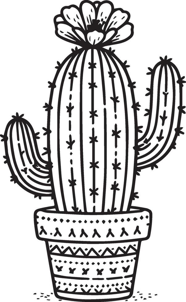 Cactus line art, cactus vector art, hand drawn cactus, cactus coloring pages for kids, cactus illustration, cactus line drawings. cactus printable coloring pages, easy cactus coloring page for kids