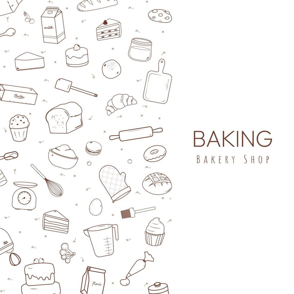 Bakery and baking tools with copy space vector