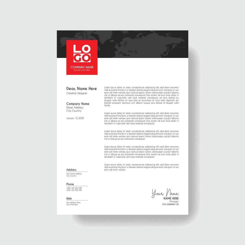 Professional And Creative Modern Corporate Business Letter Head Template. vector