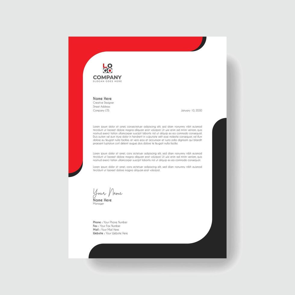 Professional And Creative Modern Corporate Business Letter Head Template. vector