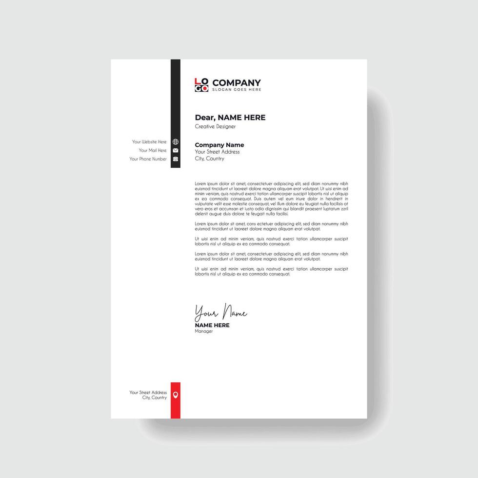 Professional And Creative Modern Corporate Business Letter Head Template. vector