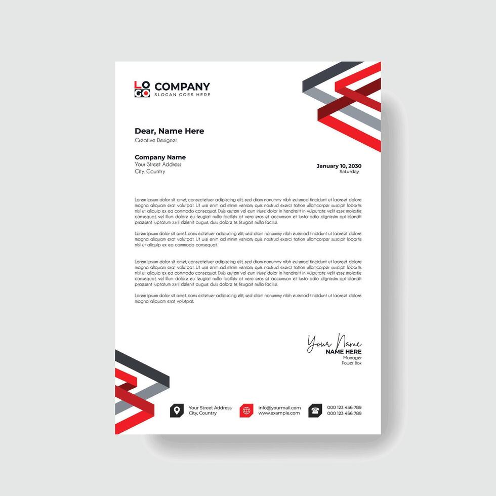 Professional And Creative Modern Corporate Business Letter Head Template. vector