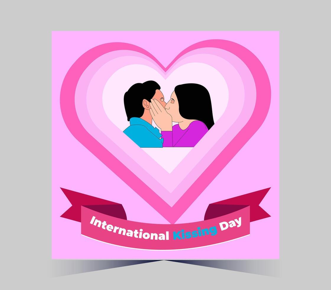 internacional besos día póster con Pareja besos vector