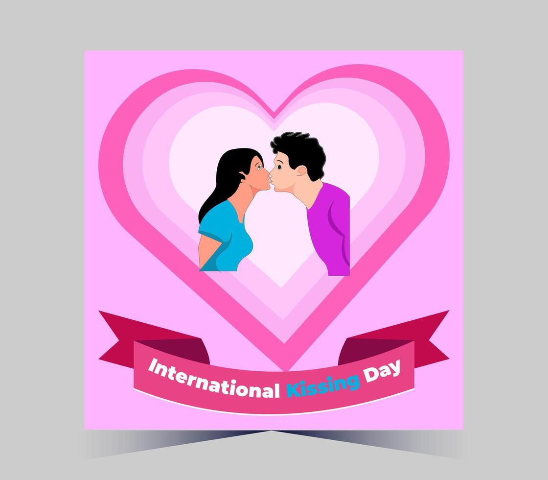 international kissing day poster with couple kissing vector