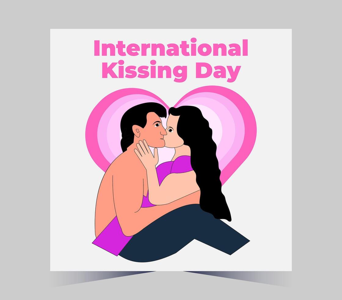 internacional besos día póster con Pareja besos vector