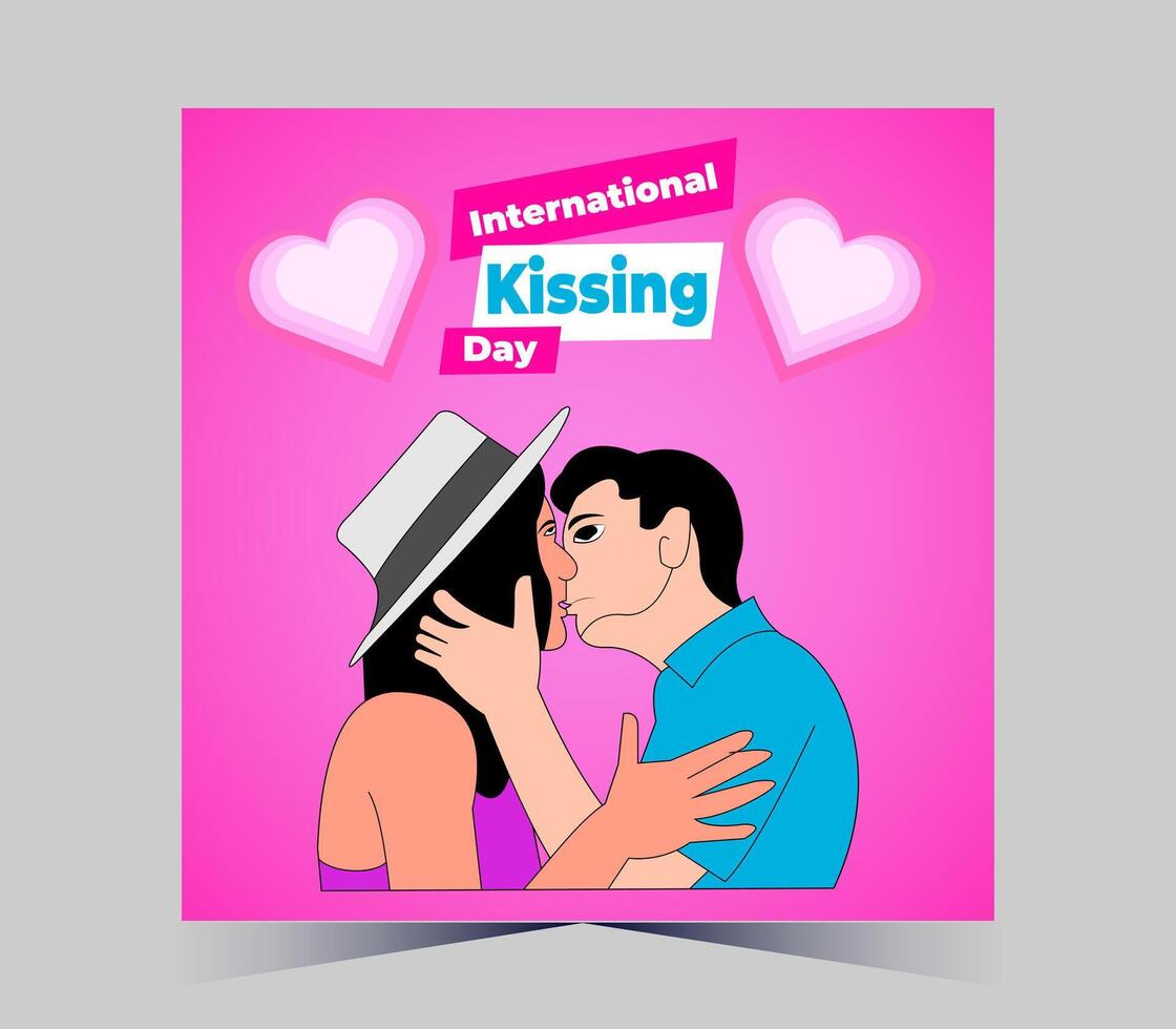 internacional besos día póster con Pareja besos vector