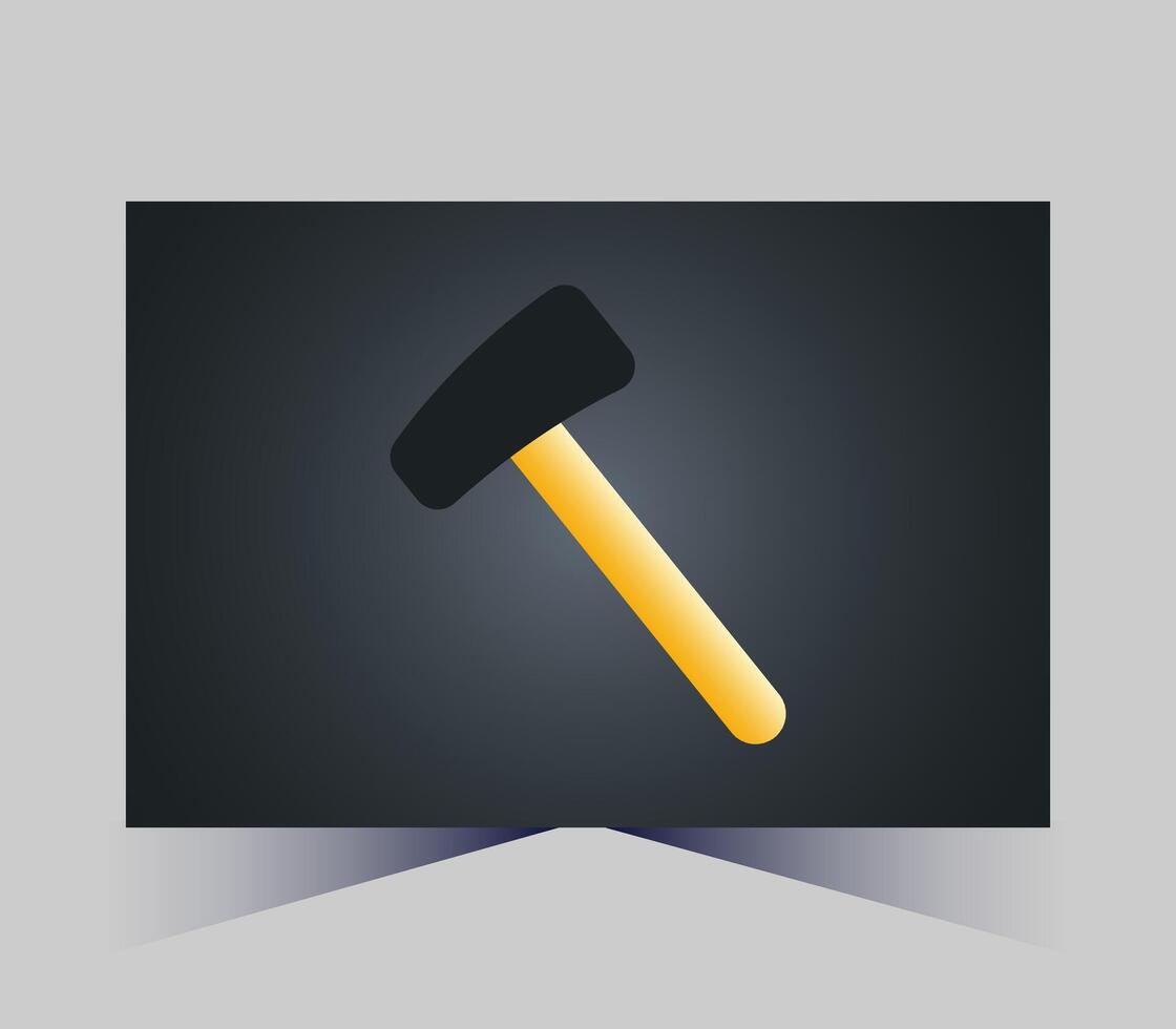 a hammer icon on a black background vector