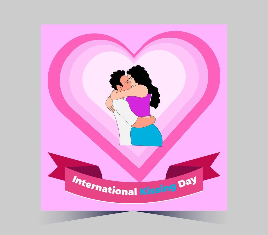 international kissing day poster with couple kissing vector