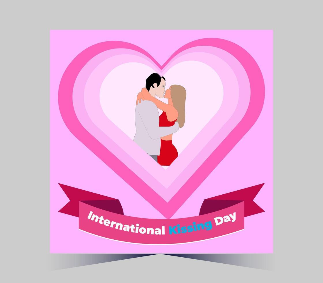 international kissing day poster with couple kissing vector