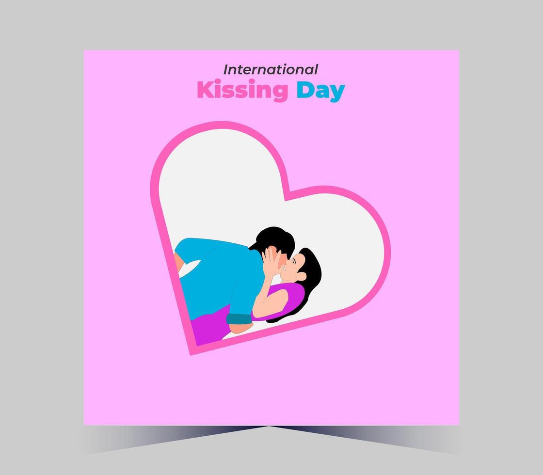 internacional besos día póster con Pareja besos vector