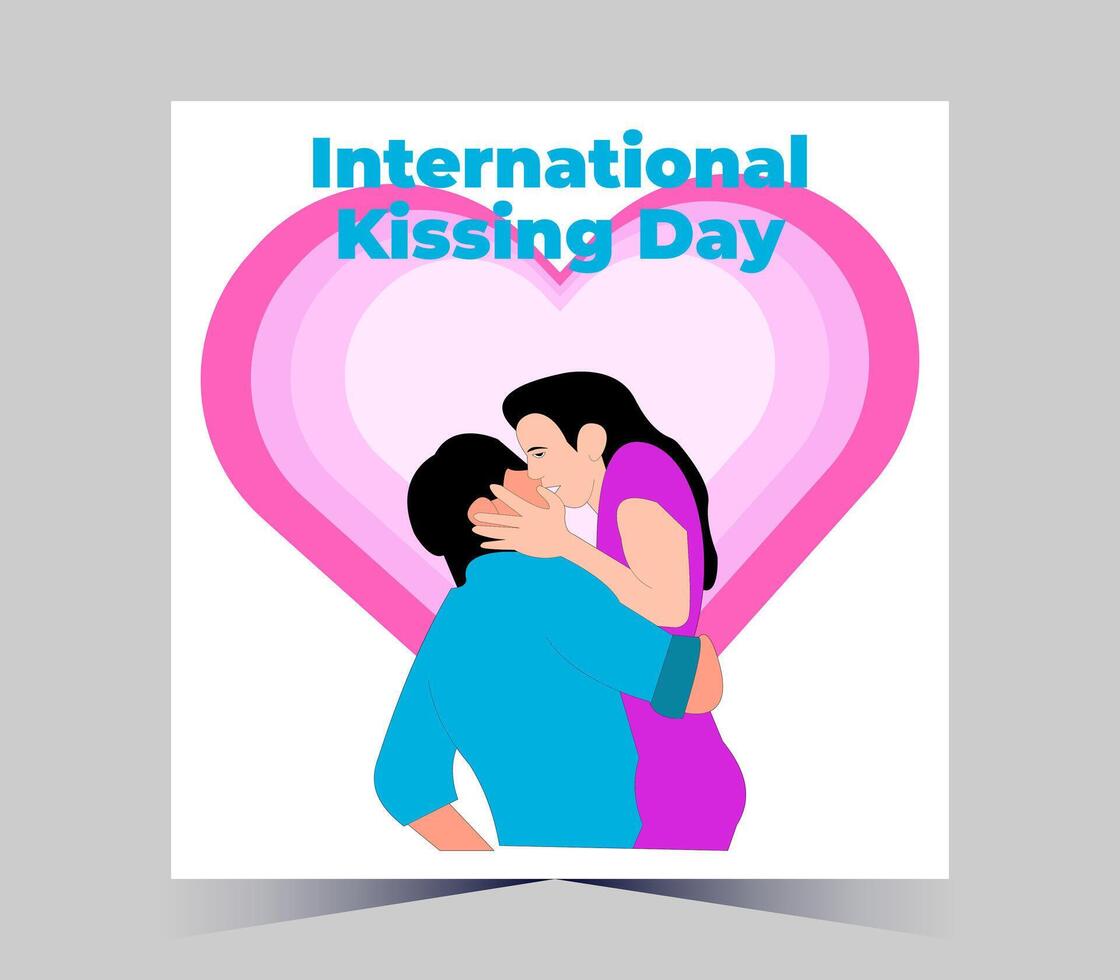 internacional besos día póster con Pareja besos vector