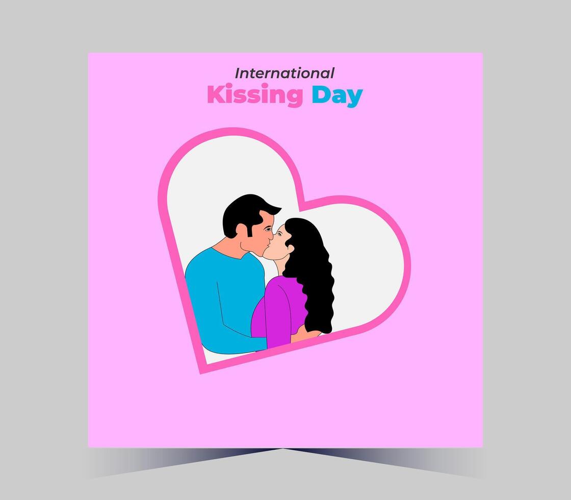 internacional besos día póster con Pareja besos vector