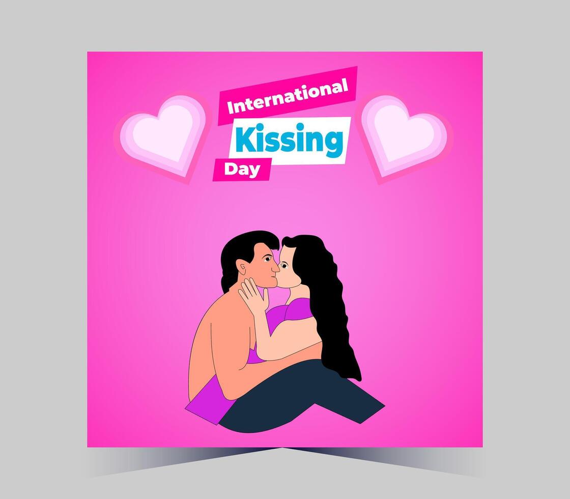 international kissing day poster with couple kissing vector