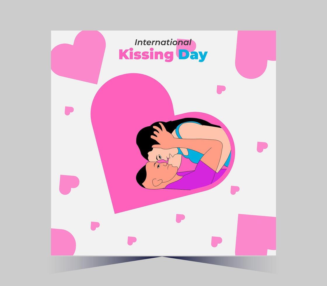 internacional besos día póster con Pareja besos vector