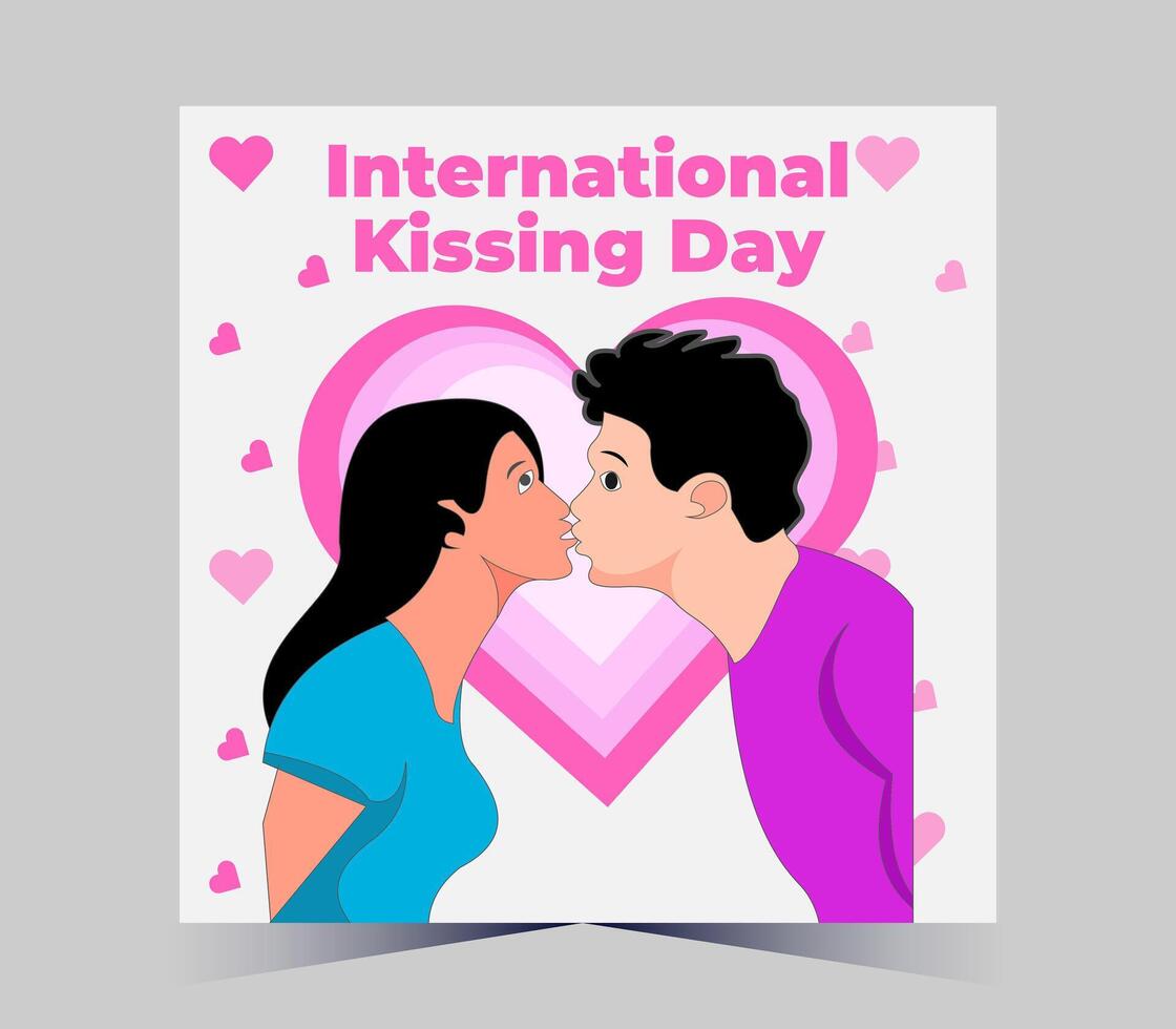 international kissing day poster with couple kissing vector