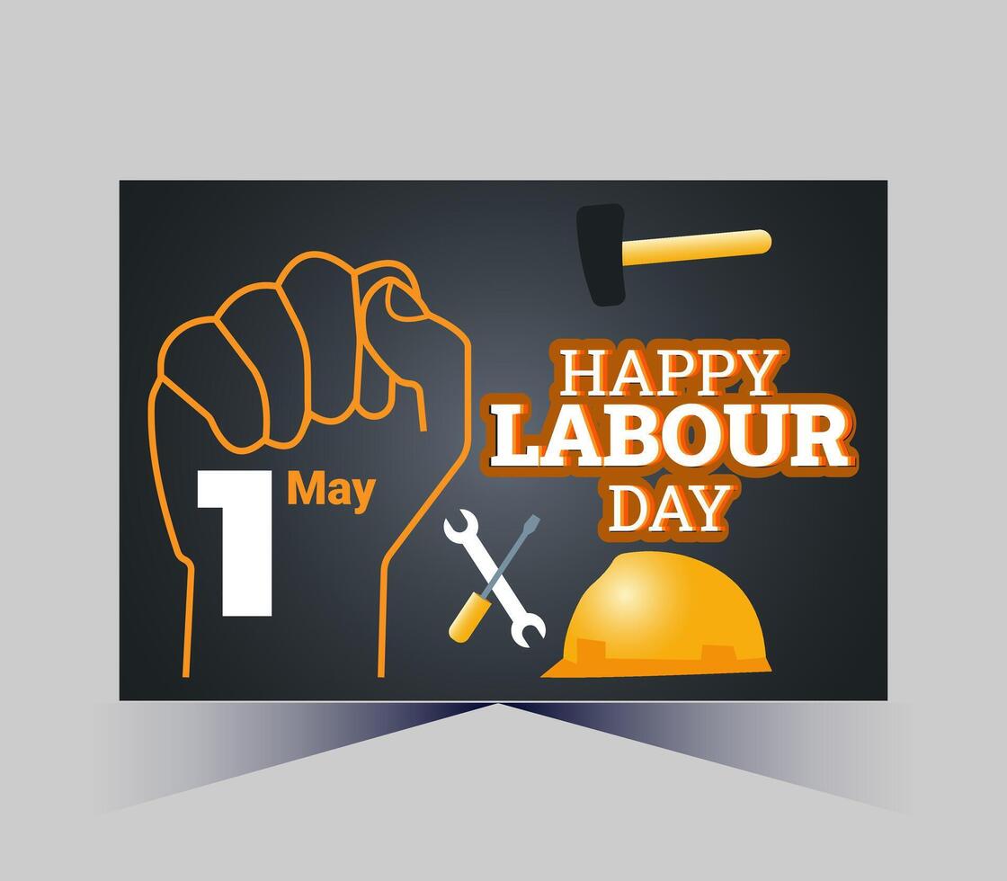 happy labour day poster with hammer and hammer vector