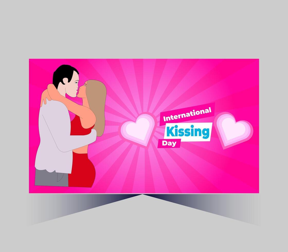 international kissing day poster with couple kissing vector