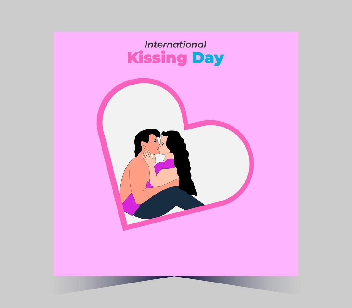 internacional besos día póster con Pareja besos vector