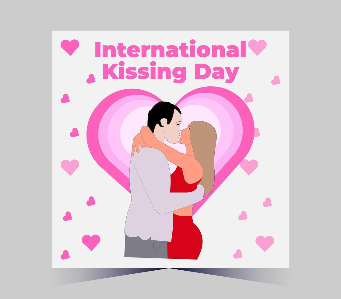 internacional besos día póster con Pareja besos vector