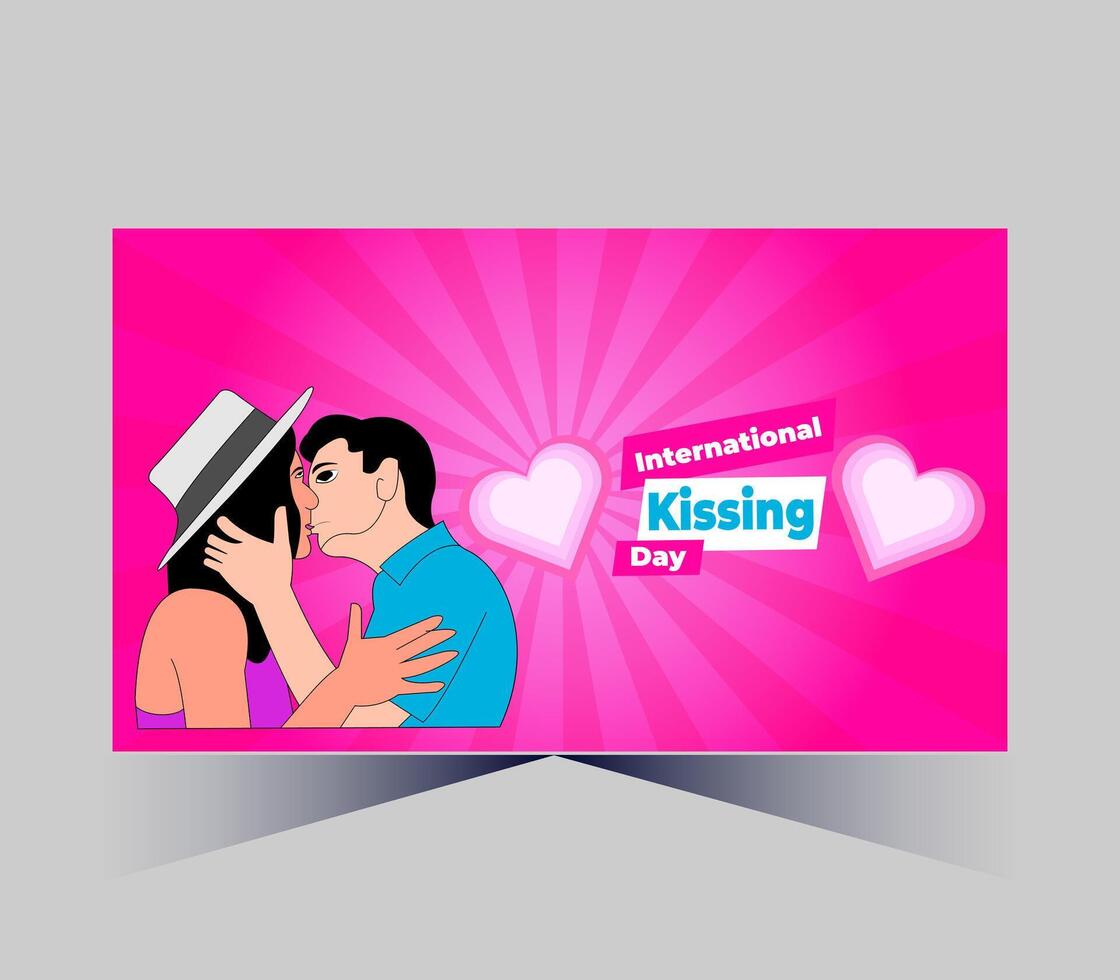 international kissing day poster with couple kissing vector