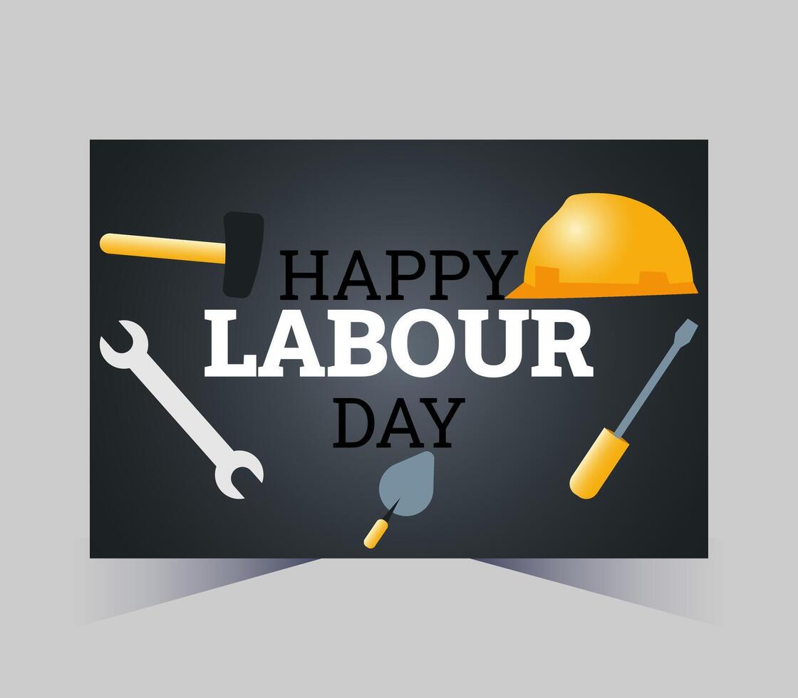happy labour day poster with hammer and hammer vector