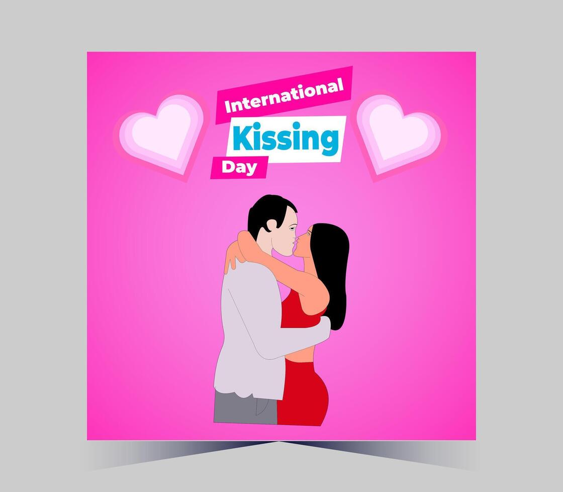 internacional besos día póster con Pareja besos vector