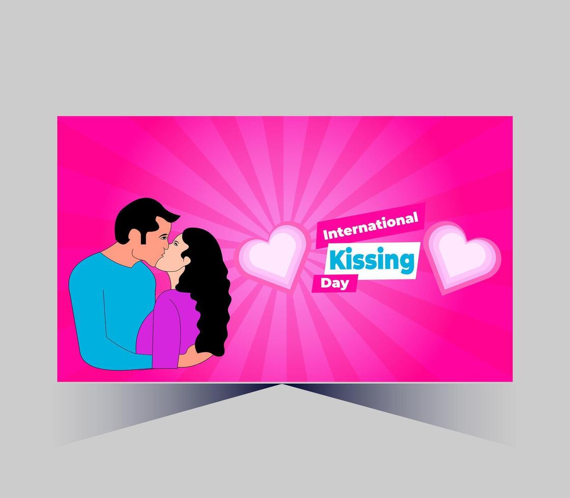 international kissing day poster with couple kissing vector