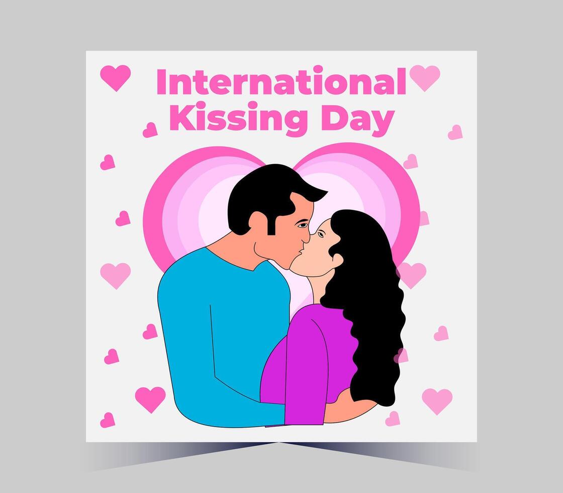 internacional besos día póster con Pareja besos vector