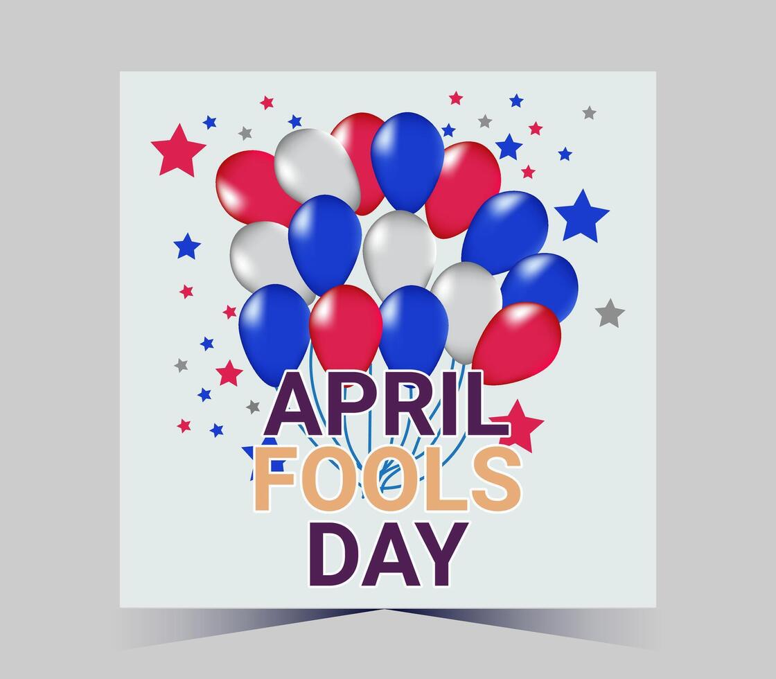 april fools day background with balloons and stars vector