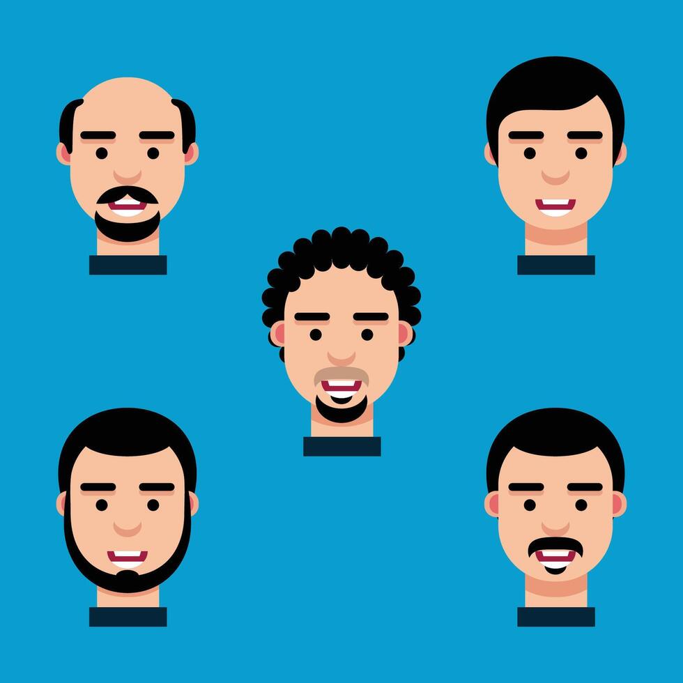 plano personaje cara con peinados y barba vector ilustración