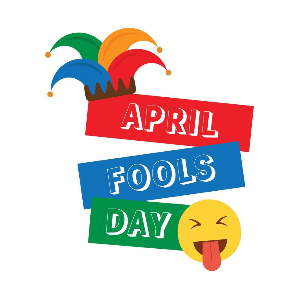 April Fools Day text with jester hat vector