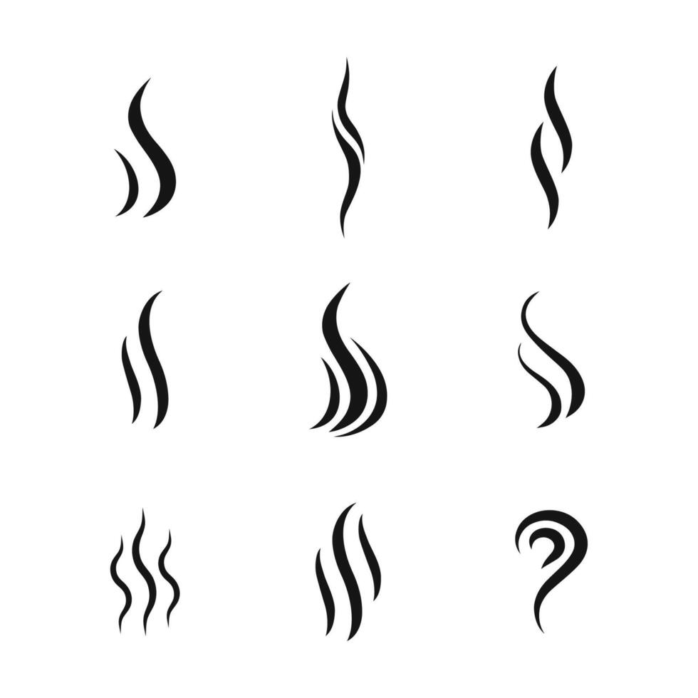 Smoke steam silhouette icon set illustration. Smoke vector icons. Smoke puff vector icon set