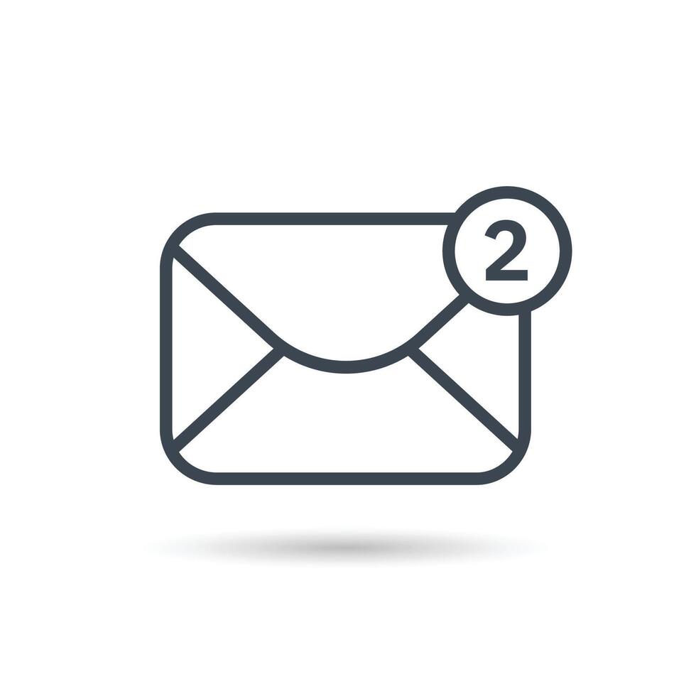 Two new messages line icon with notification. Envelope with incoming message vector symbol.